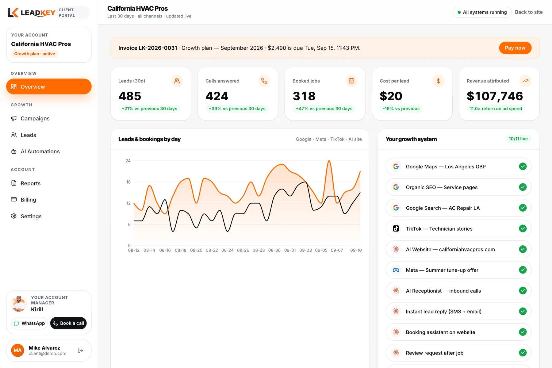 Lead Key client portal — overview