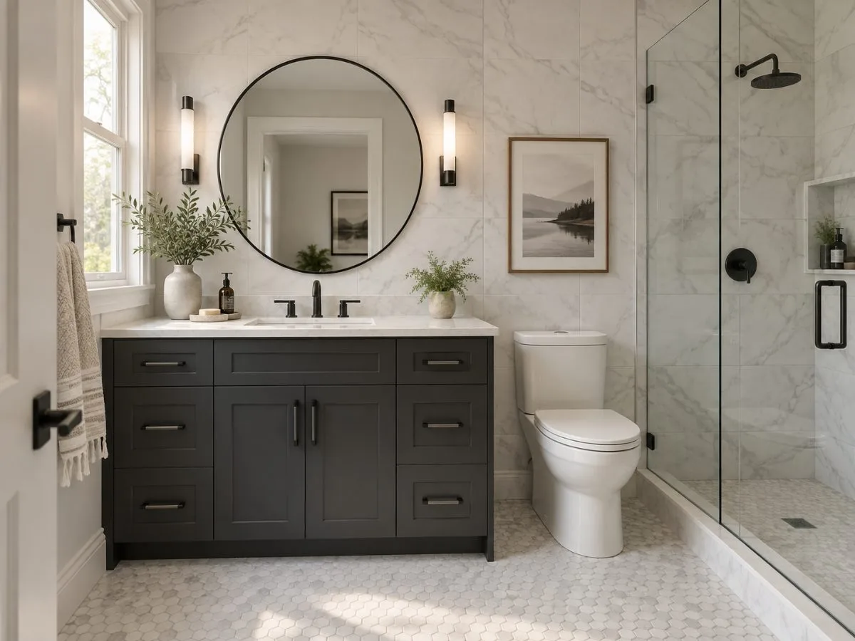 Modern bathroom with walk-in shower