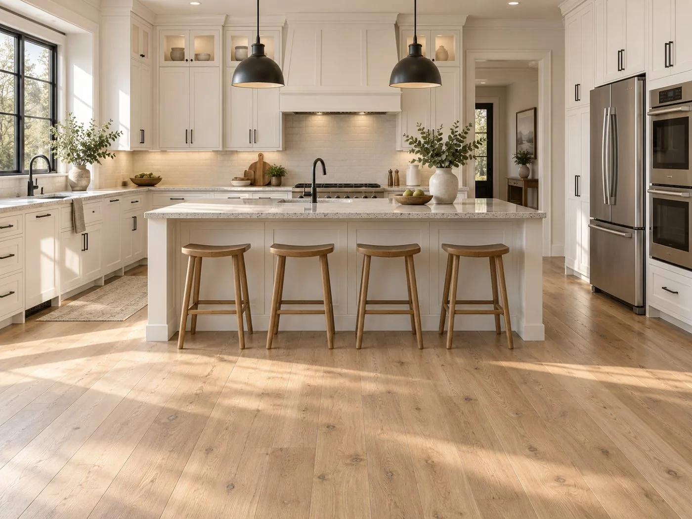 Renovated white kitchen with island