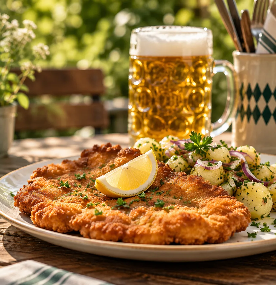 Wiener Schnitzel im Biergarten