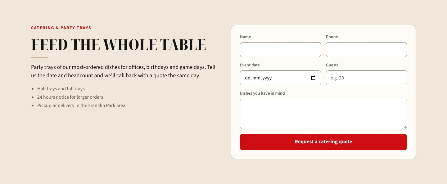 Catering requests, qualified