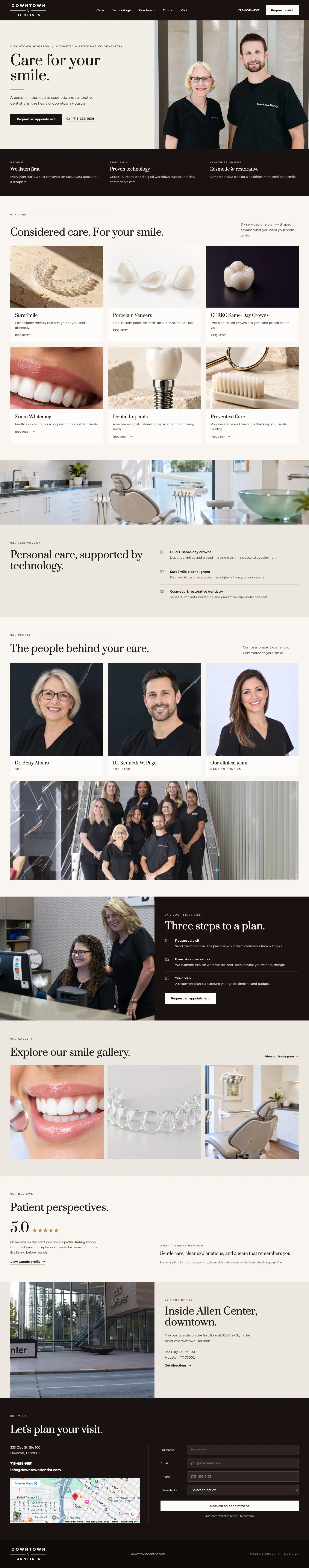 Downtown Dentists — a Houston practice with a site as considered as its care — after