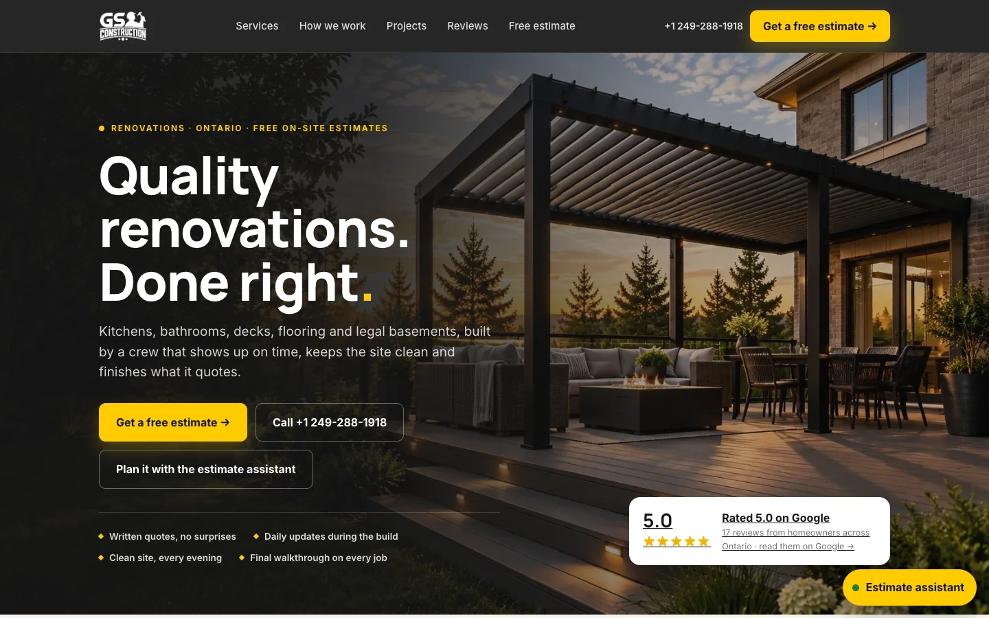 GS Construction — a renovation contractor with a brand you can spot from the driveway — after