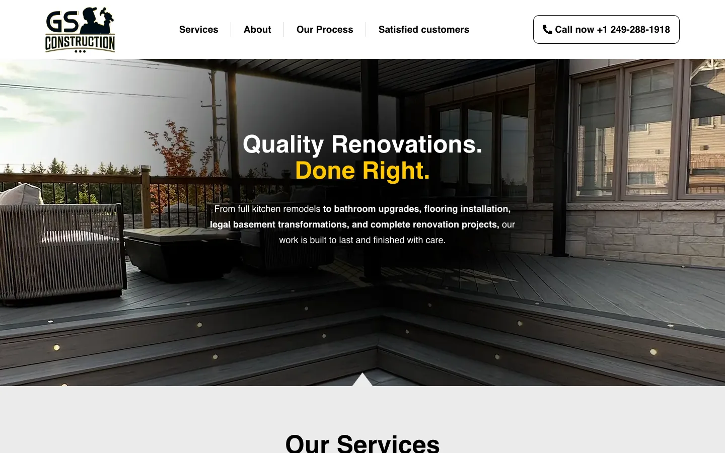 GS Construction — a renovation contractor with a brand you can spot from the driveway — before