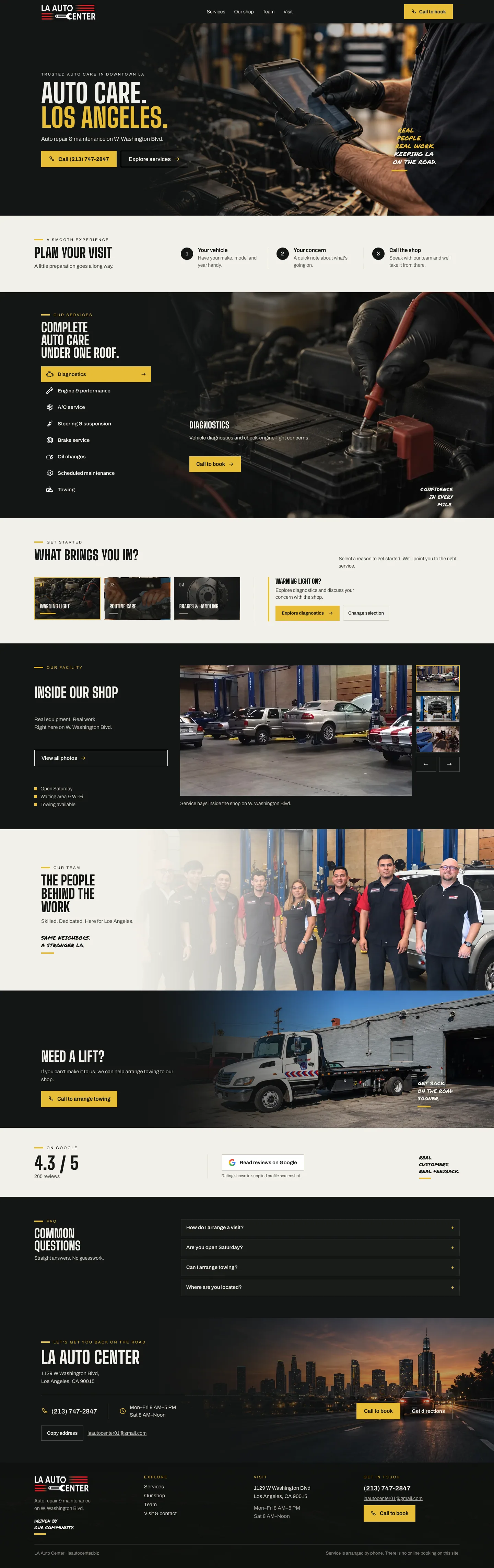 LA Auto Center — a downtown LA repair shop with a site that finally looks like the work — after