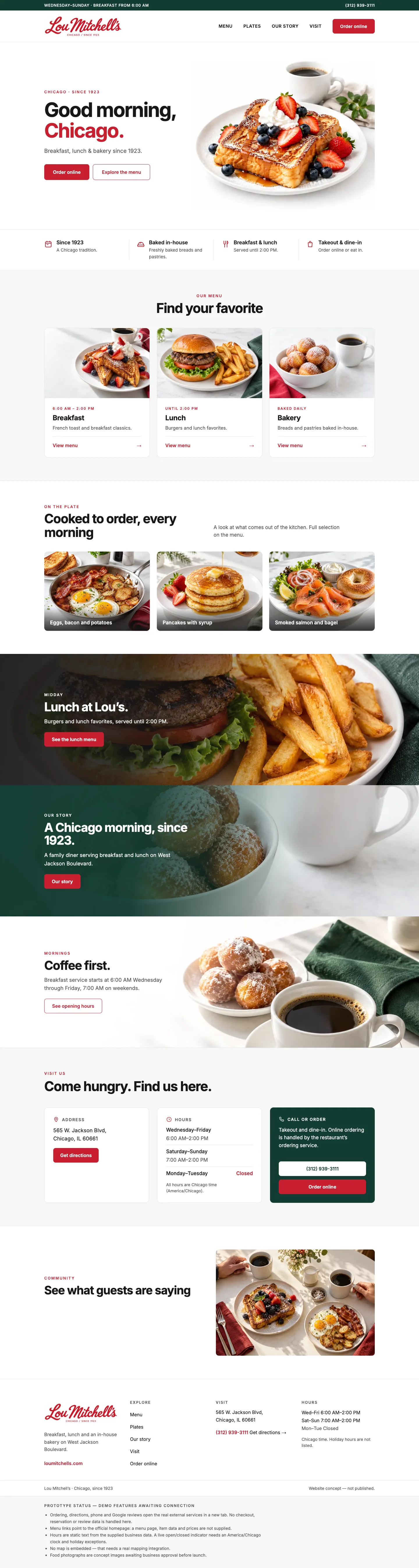 Lou Mitchell's — a 1923 Chicago diner with a homepage as bright as its French toast — after