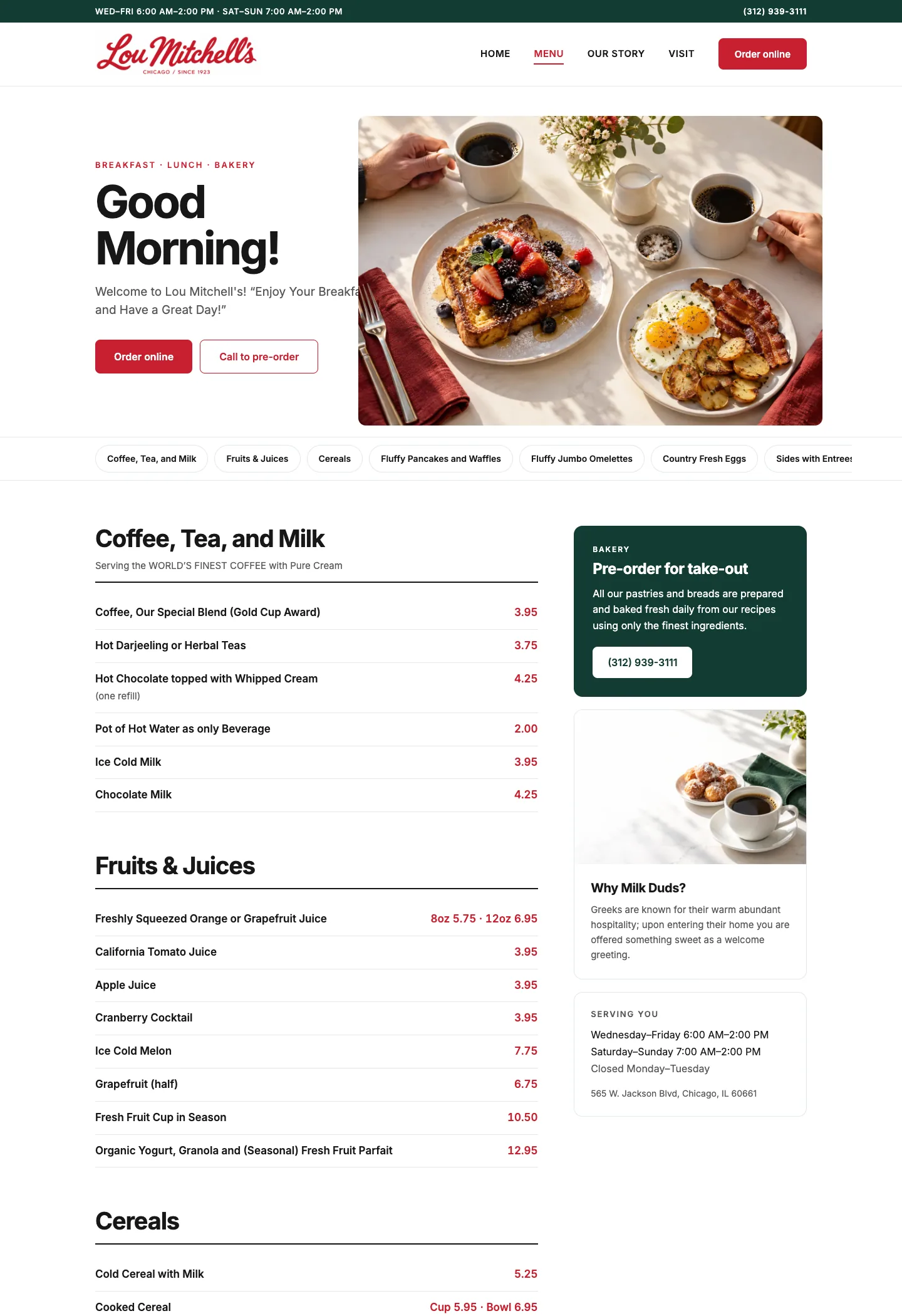 The full menu