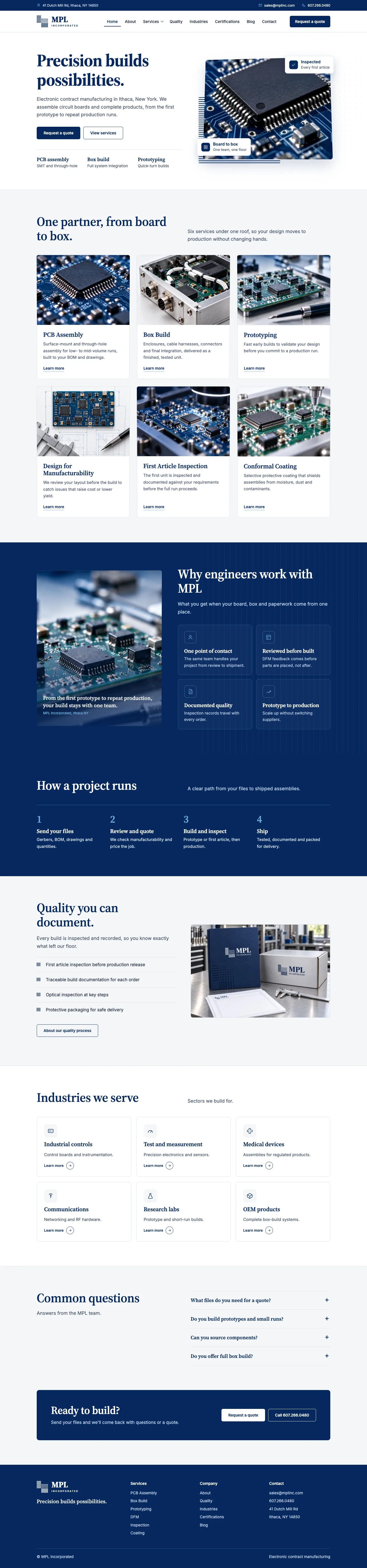 MPL Incorporated — a 30-year electronics contract manufacturer with a website engineers can actually use — after