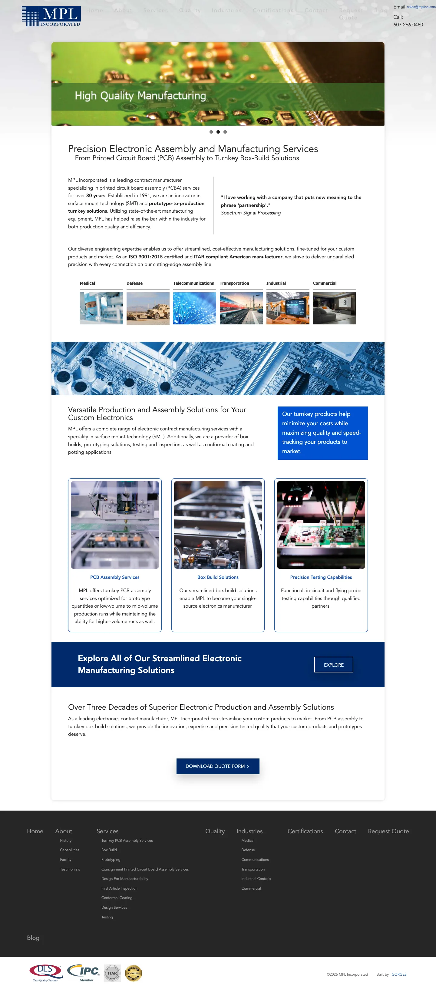 MPL Incorporated — a 30-year electronics contract manufacturer with a website engineers can actually use — before