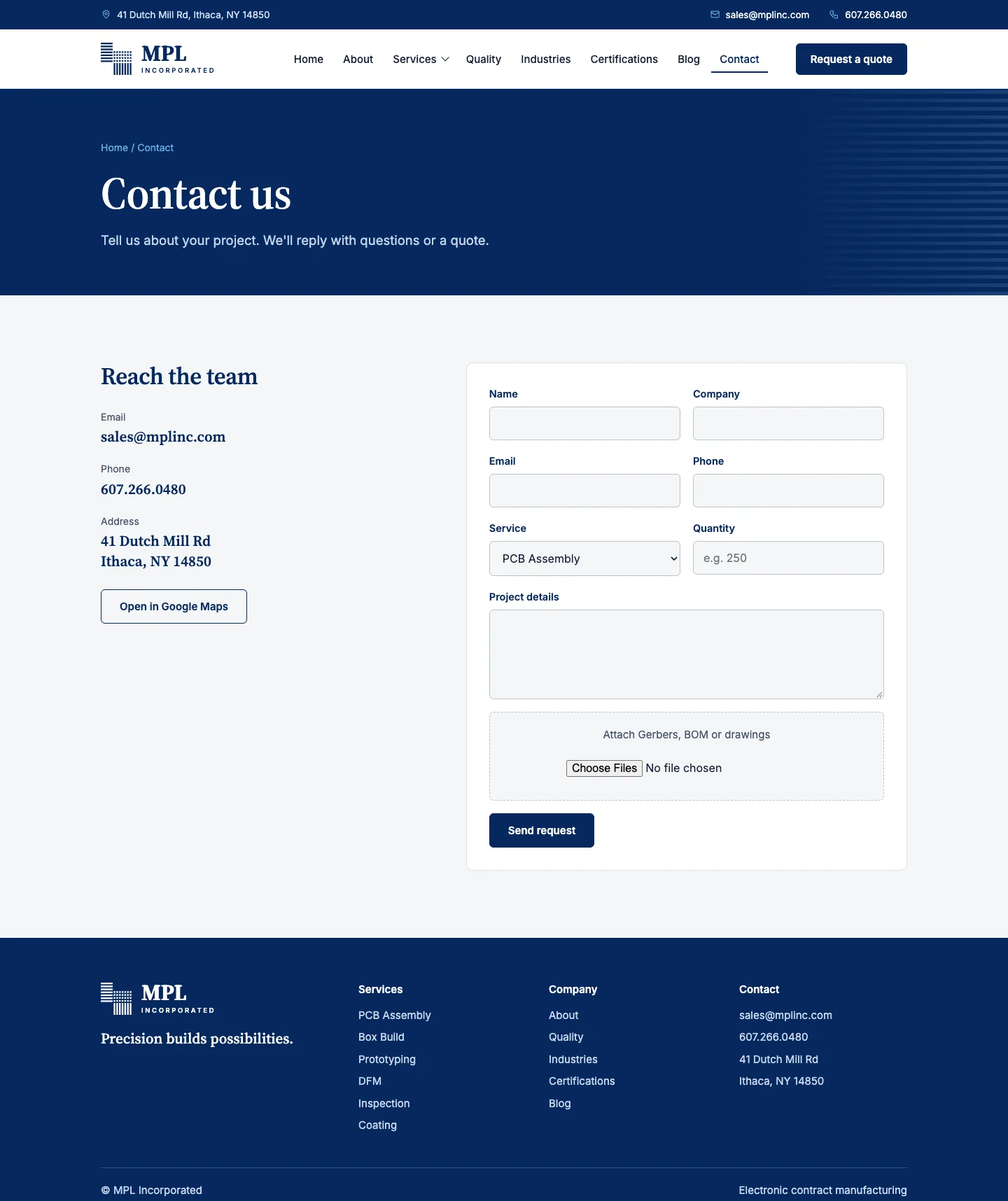 Contact page