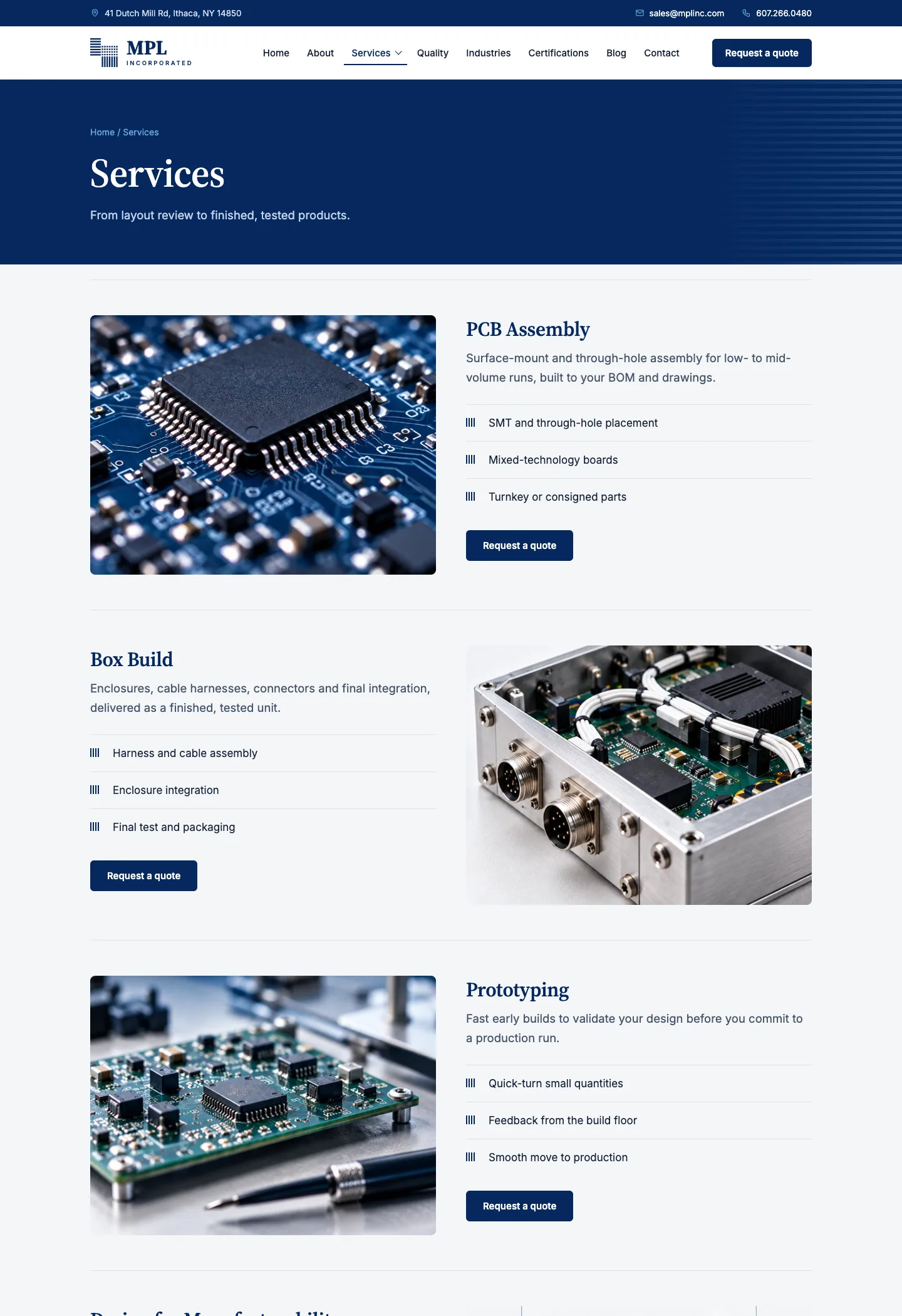 Services page