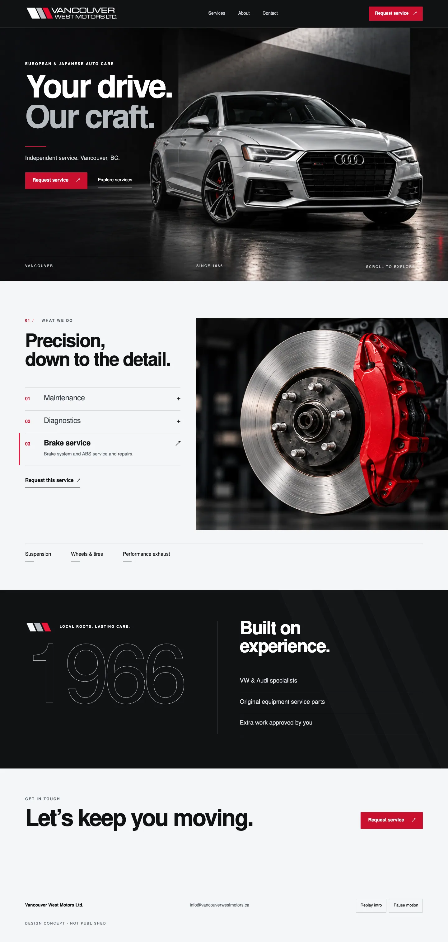 Vancouver West Motors — a 1966 VW and Audi specialist with a site built like the cars it services — after