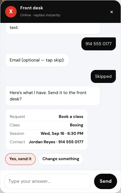 A class booked in four taps